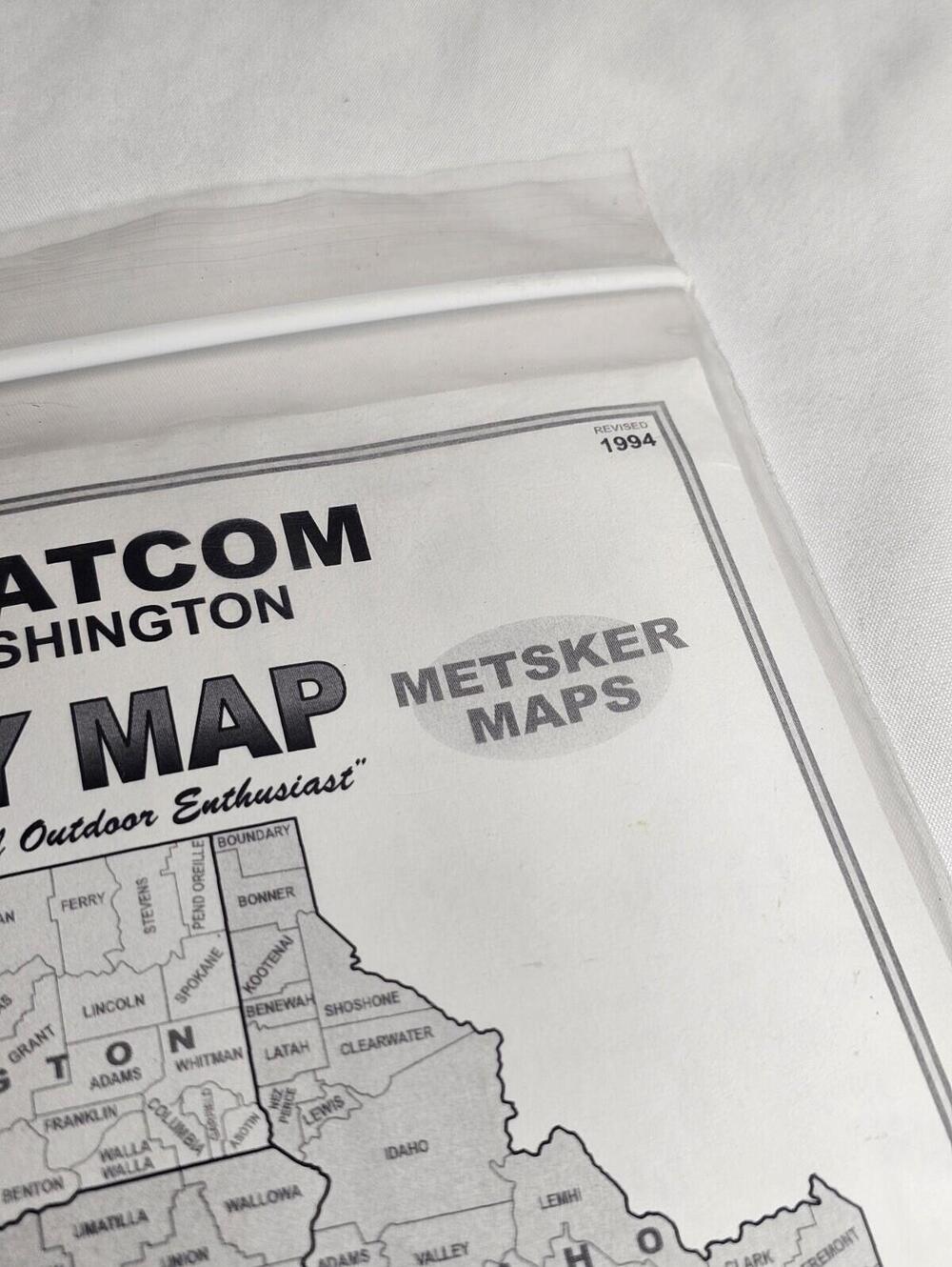 Vintage 1994 Metsker Maps Recreational Map of Whatcom County, Washington B&W - Picture 5 of 6